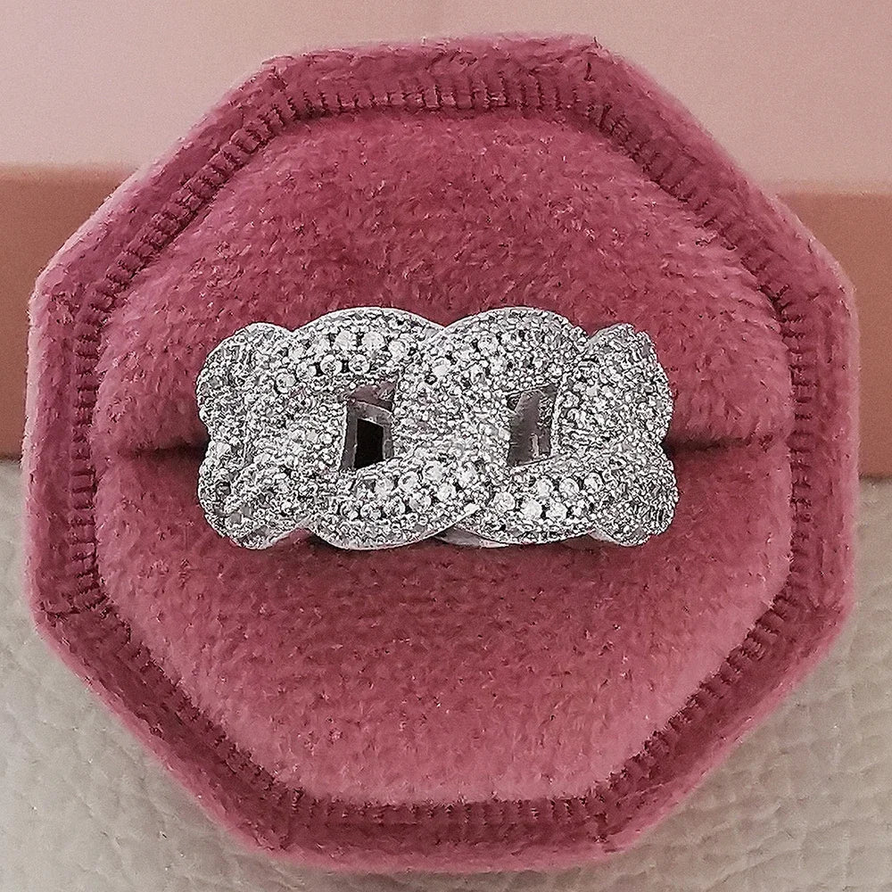 Moonso Trendy Silver Color Eternity Band Ring For Women Anniversary Gift Jewelry Bulk Sell R6369