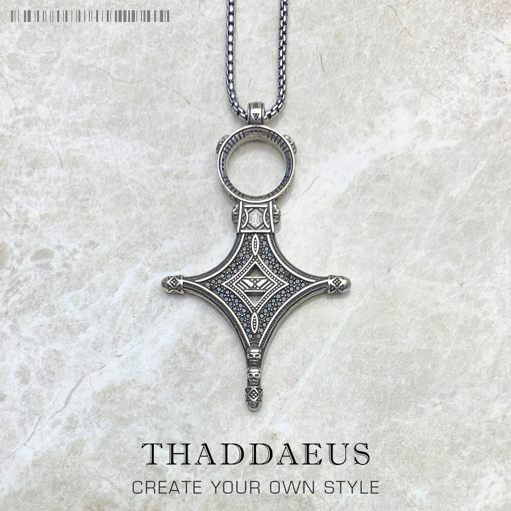 Ethno Cross Necklace Brand New Strand Fine Jewelry Europe Traditional Rebel 925 Sterling Silver Gift For Men Women