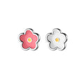 INZATT Real 925 Sterling Silver Painted Flowers Stud Earrings For Women Cute Fine Jewelry Minimalist Plant Bijoux